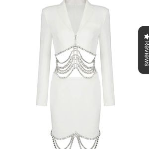 White embellished skirt set, medium